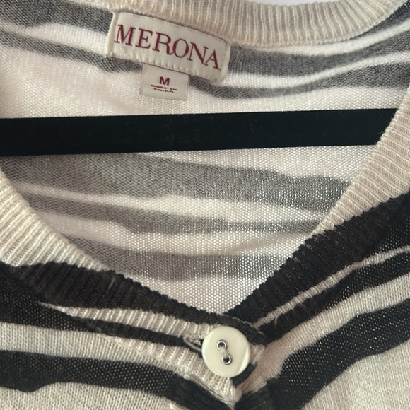 Vintage Merona Black and Cream Button-Up lightweight Sweater (circa 2000) - Picture 2 of 2